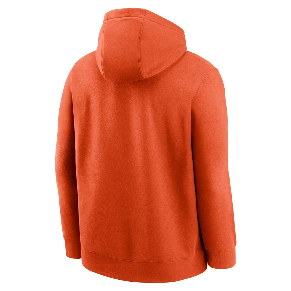 Men's Nike Orange Clemson Tigers Legacy Foundational Two-Hit Club Performance Pullover Hoodie