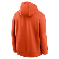 Men's Nike Orange Clemson Tigers Legacy Foundational Two-Hit Club Performance Pullover Hoodie
