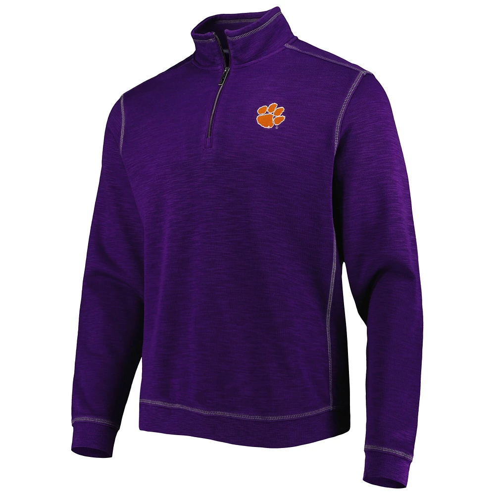 Men's Tommy Bahama Purple Clemson Tigers Sport Tobago Bay Tri-Blend Mock Neck Half-Zip Jacket