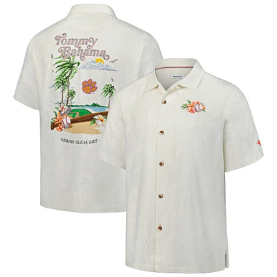 Chemise boutonnée Tommy Bahama blanche pour homme, Clemson Tigers, Grand Slam Bay Camp
