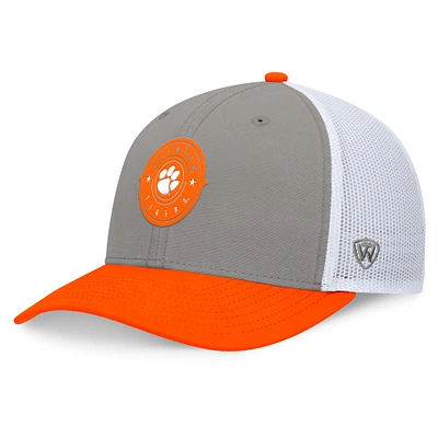 Casquette réglable Top of the World gris/orange Clemson Tigers Rob Trucker pour hommes
