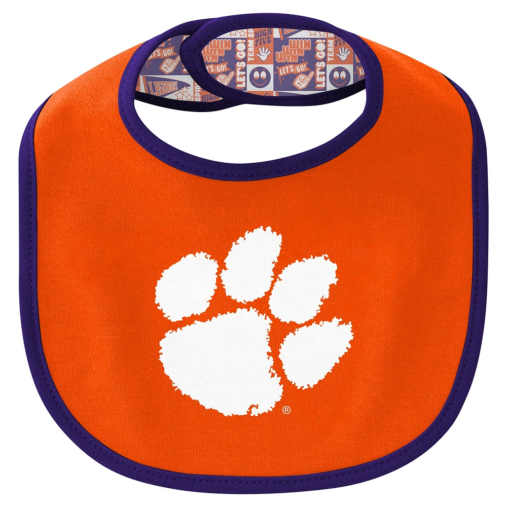 Newborn & Infant Clemson Tigers Dynamic Duo Bodysuit, Bib Cuffed Knit Hat Set
