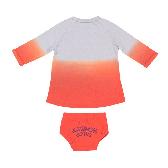 Nouveau-né et bébé Colosseum Gris/Orange Clemson Tigers Hand Ombre Dress & Bloomers Set