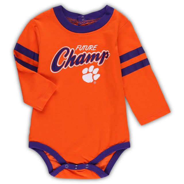Ensemble body et pantalon de survêtement à manches longues Clemson Tigers Little Kicker orange/violet pour nouveau-né bébé