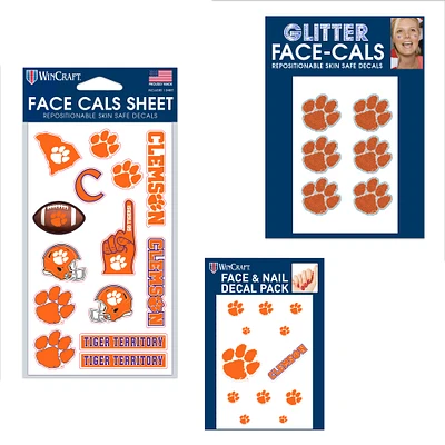 Ensemble de tatouages ​​sans eau WinCraft Clemson Tigers 4" x 7"