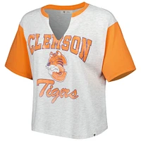 Women's '47 Gray/Orange Clemson Tigers Dolly Cropped V-Neck T-Shirt