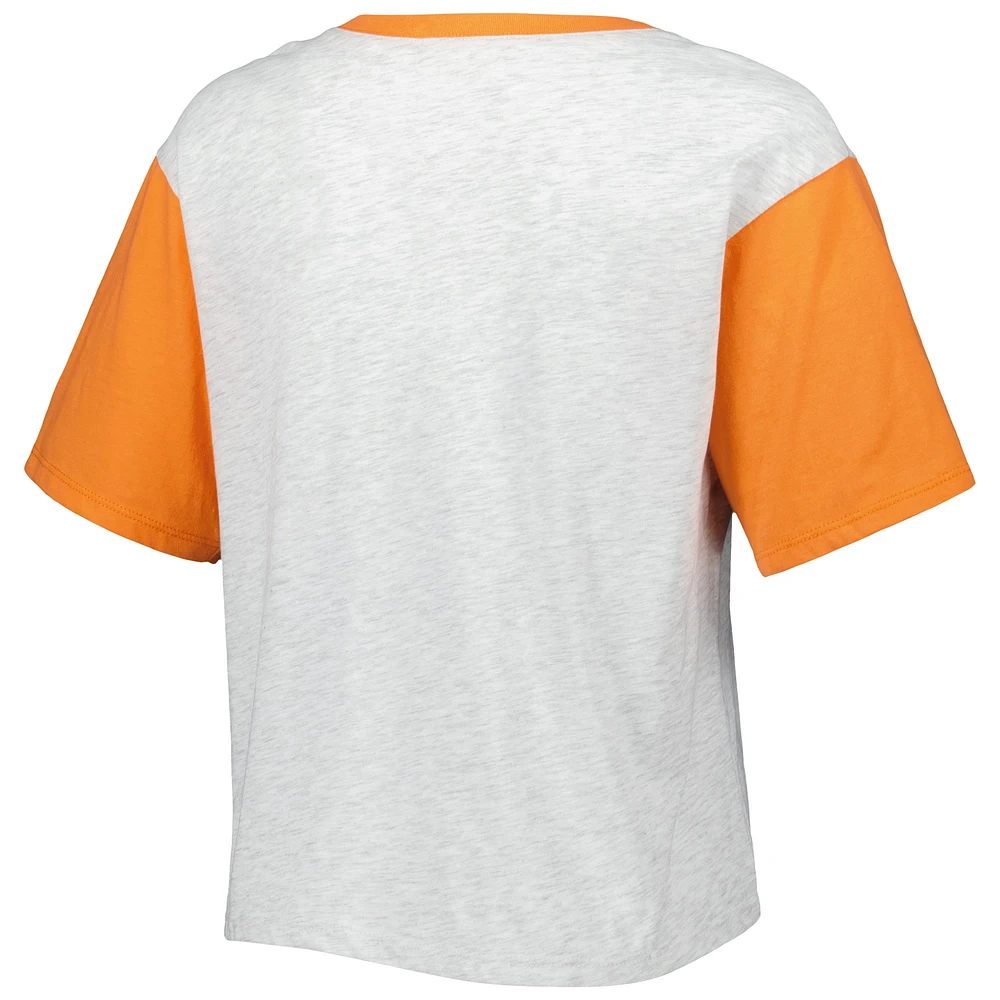 Women's '47 Gray/Orange Clemson Tigers Dolly Cropped V-Neck T-Shirt
