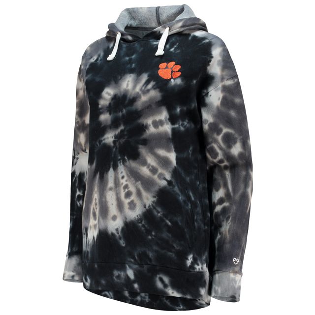 Chandail à capuchon surdimensionné noir Colosseum Tigers Slow Ride Spiral pour femmes
