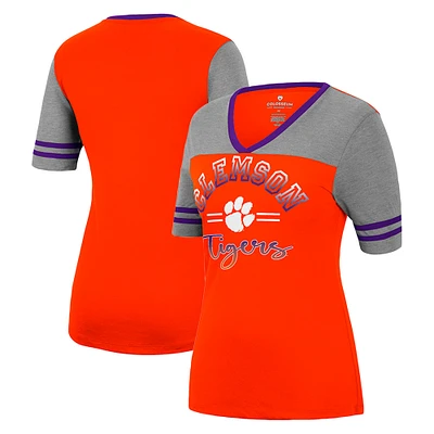Women's Colosseum Orange/Heathered Gray Clemson Tigers There You Are V-Neck T-Shirt