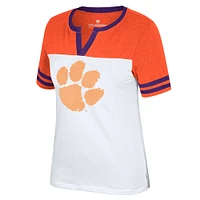 Women's Colosseum White/Orange Clemson Tigers Frost Yourself Notch Neck T-Shirt