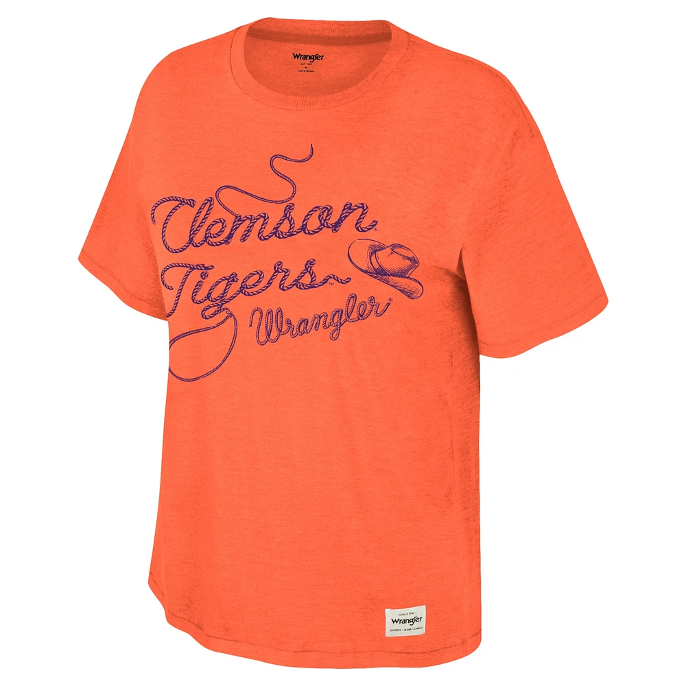Women's Colosseum x Wrangler Orange Clemson Tigers Lasso Oversized T-Shirt