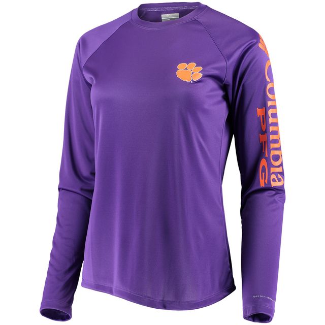 T-shirt à manches longues Columbia Purple Clemson Tigers PFG Tidal Omni-Shade pour femme