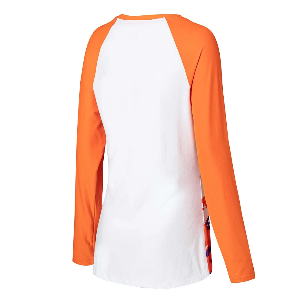 Women's Concepts Sport Orange Clemson Tigers Tinsel Ugly Sweater Long Sleeve T-Shirt & Pants Sleep Set