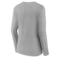 Women's Fanatics Heather Gray Clemson Tigers Basic Arch Long Sleeve V-Neck T-Shirt