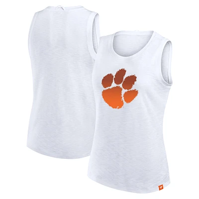 Women's Fanatics White Clemson Tigers Activate Slub Tank Top