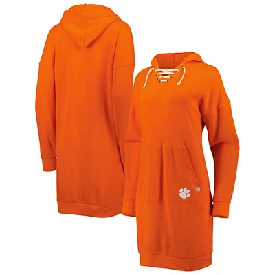 Robe à capuche et col en V lacets Clemson Tigers Quick Pass Touch orange pour femme