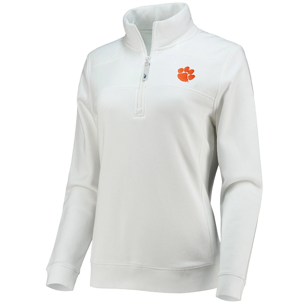 Women's Vineyard Vines White Clemson Tigers Shep Shirt 2.0 Quarter-Zip Jacket