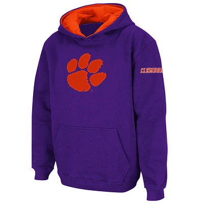 Sweat à capuche gros logo violet Clemson Tigers Stadium Athletic pour jeunes