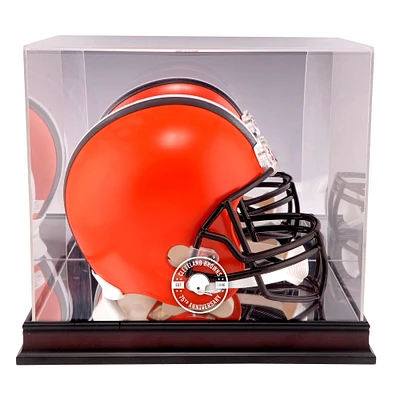 Cleveland Browns Mahogany 75th Anniversary Season Logo Helmet Display Case with Mirror Back