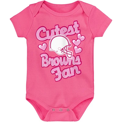 Girls Newborn & Infant Pink Cleveland Browns Cutest Fan Hearts Bodysuit