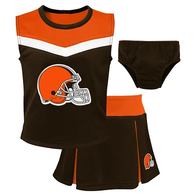 Ensemble deux pièces de pom-pom girl Spirit des Cleveland Browns pour filles d'âge préscolaire marron avec bloomers