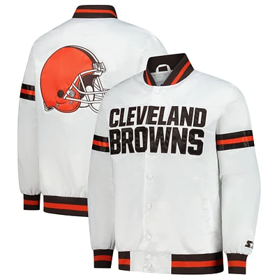 Veste universitaire blanche à boutons-pression Starter Cleveland Browns Scout pour homme