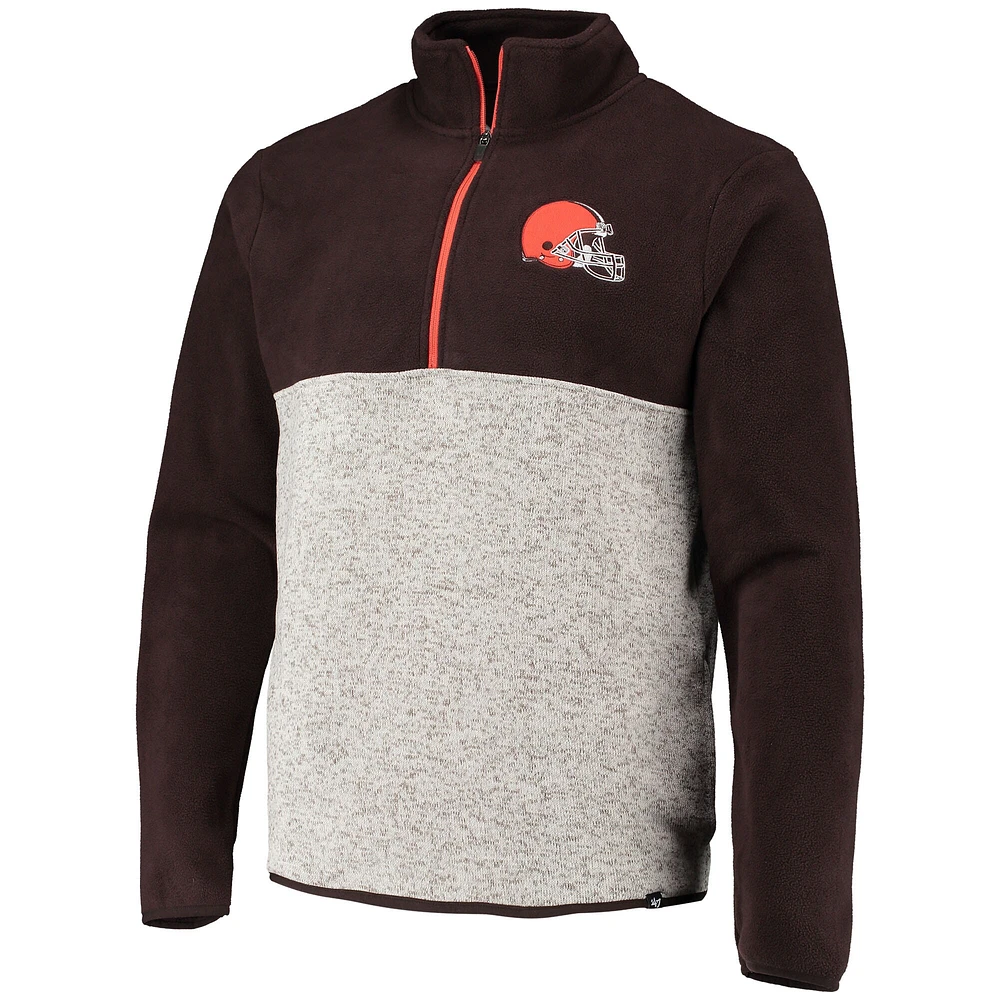 Men's '47 Brown/Oatmeal Cleveland Browns Color Block Kodiak Half-Zip Jacket