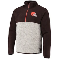 Men's '47 Brown/Oatmeal Cleveland Browns Color Block Kodiak Half-Zip Jacket