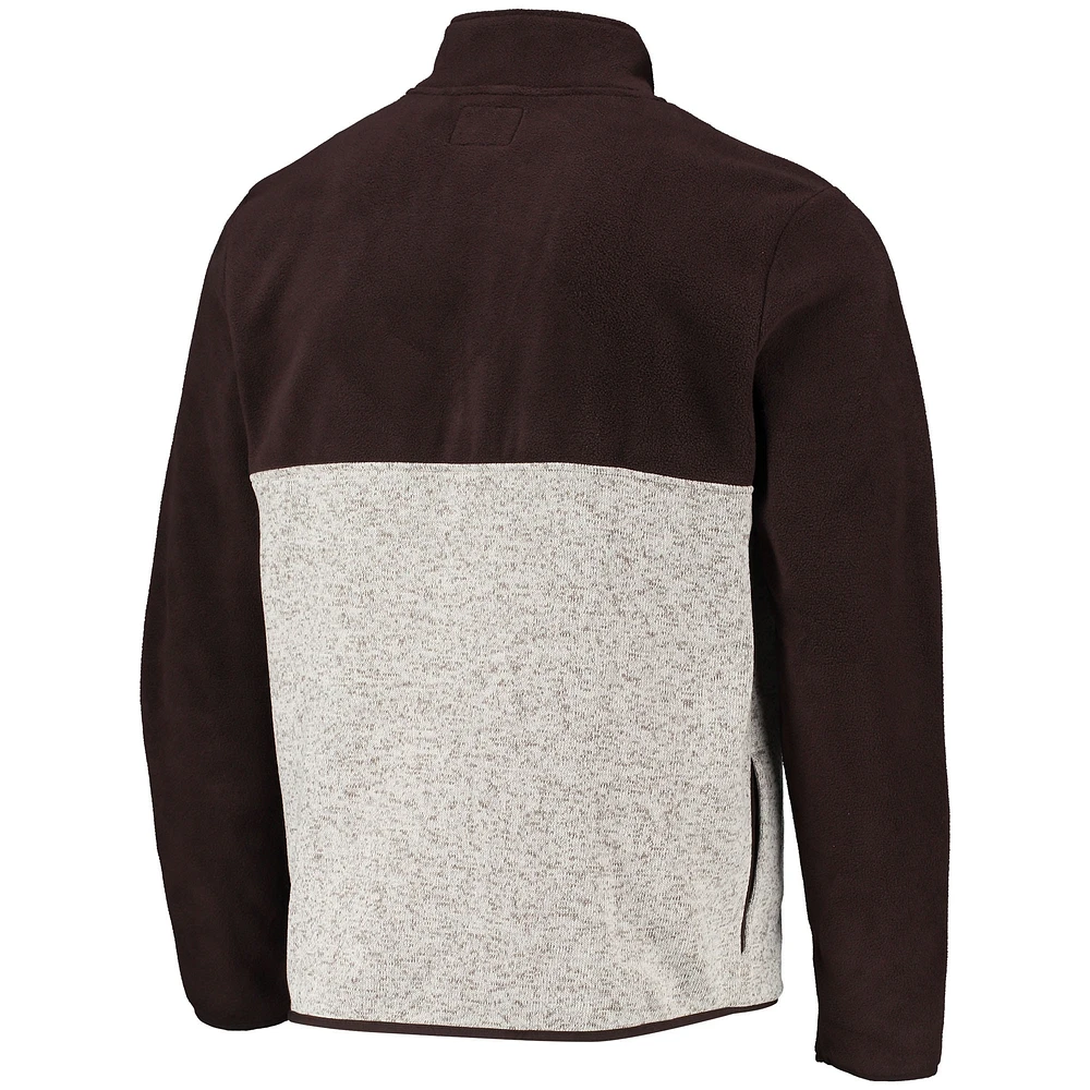 Men's '47 Brown/Oatmeal Cleveland Browns Color Block Kodiak Half-Zip Jacket