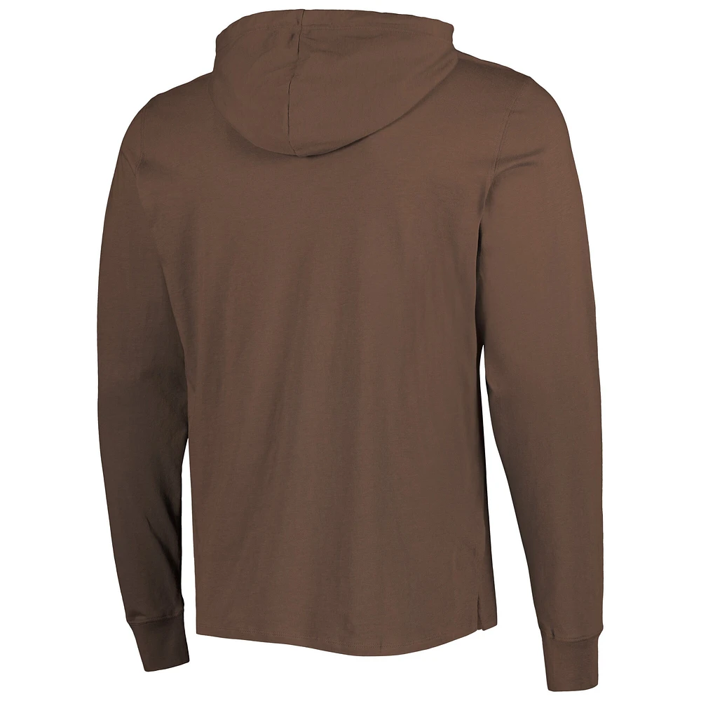 Men's '47 Brown Cleveland Browns Field Franklin Hooded Long Sleeve T-Shirt