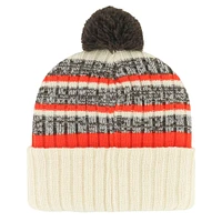 Men's '47 Cream Cleveland Browns Tavern Cuffed Knit Hat with Pom