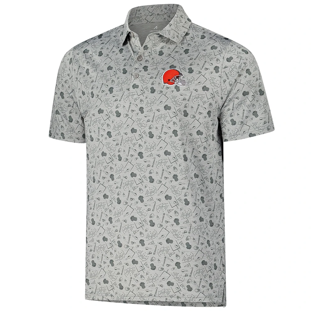 Men's Antigua Heather Gray Cleveland Browns Relentless Polo