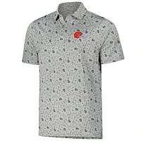 Men's Antigua Heather Gray Cleveland Browns Relentless Polo