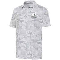 Men's Antigua White Cleveland Browns Anthracite Logo Collide Polo