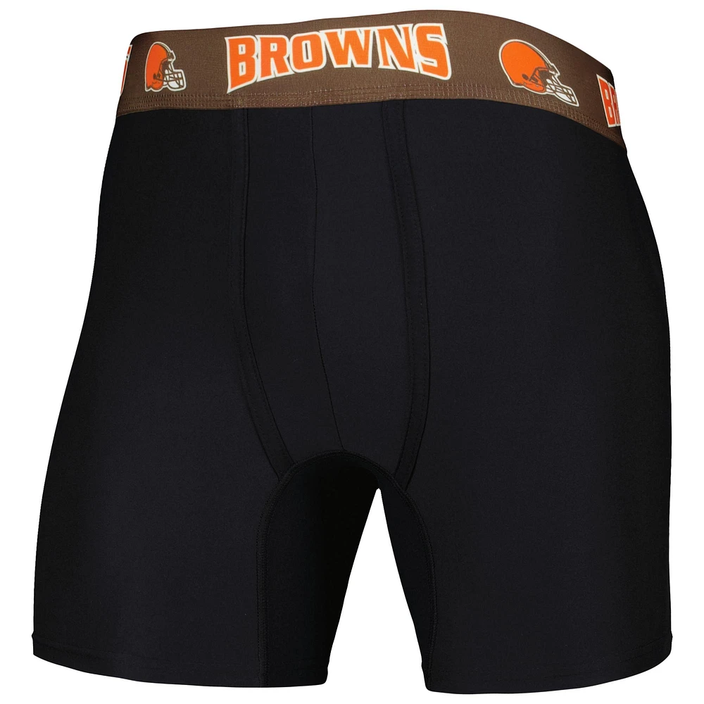 Men's Concepts Sport Black/Brown Cleveland Browns 2-Pack Boxer Briefs Set