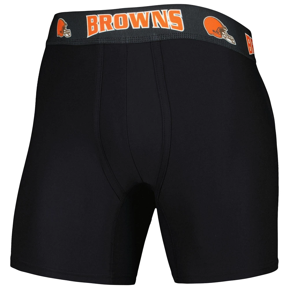 Men's Concepts Sport Black/Brown Cleveland Browns 2-Pack Boxer Briefs Set