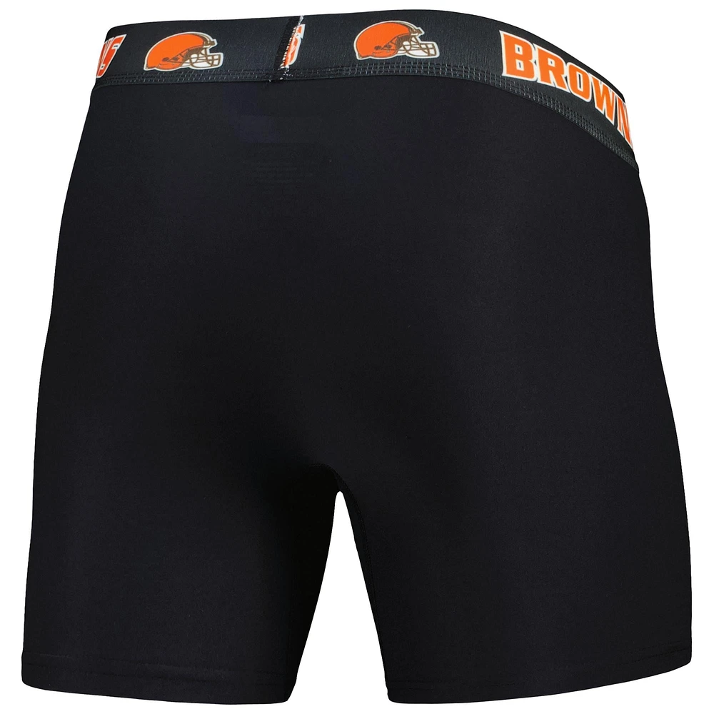 Men's Concepts Sport Black/Brown Cleveland Browns 2-Pack Boxer Briefs Set