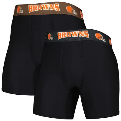 Ensemble de 2 boxers pour hommes Concepts Sport Noir/Marron Cleveland Browns