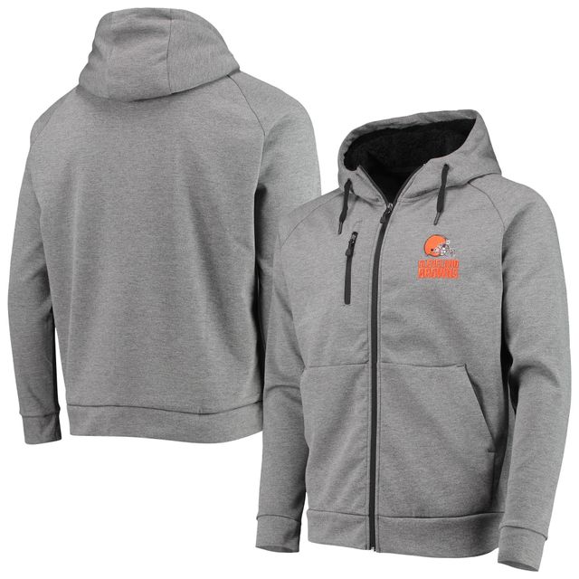 Chandail à capuchon raglan Cleveland Browns Shag Tri-Blend glissière intégrale Dunbrooke Charcoal pour hommes