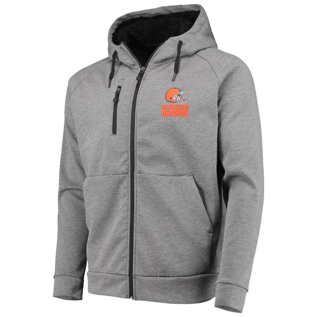 Chandail à capuchon raglan Cleveland Browns Shag Tri-Blend glissière intégrale Dunbrooke Charcoal pour hommes