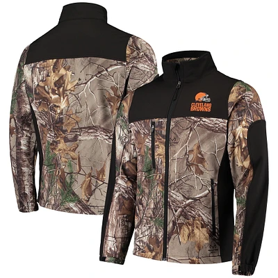 Veste Softshell à fermeture éclair intégrale Dunbrooke Realtree Camo/Noir Cleveland Browns Circle Hunter pour hommes