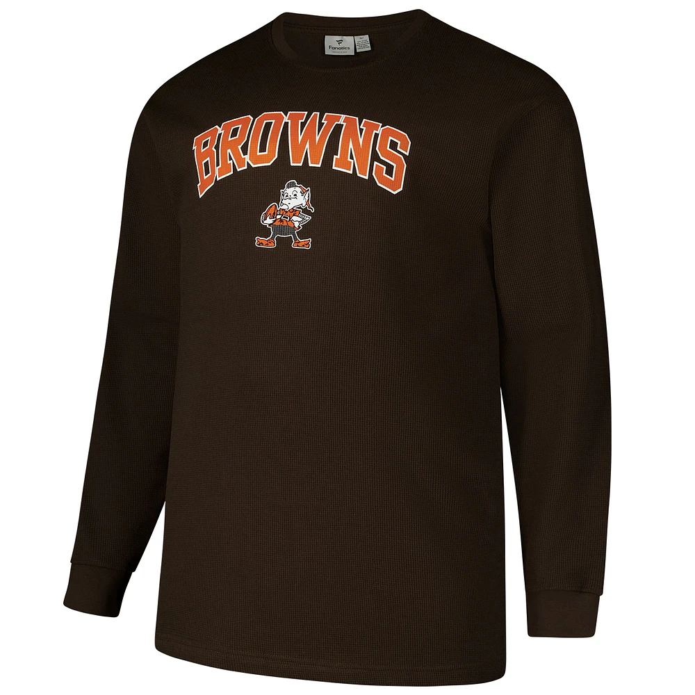 Men's Fanatics Brown Cleveland Browns Big & Tall Throwback Thermal Long Sleeve T-Shirt