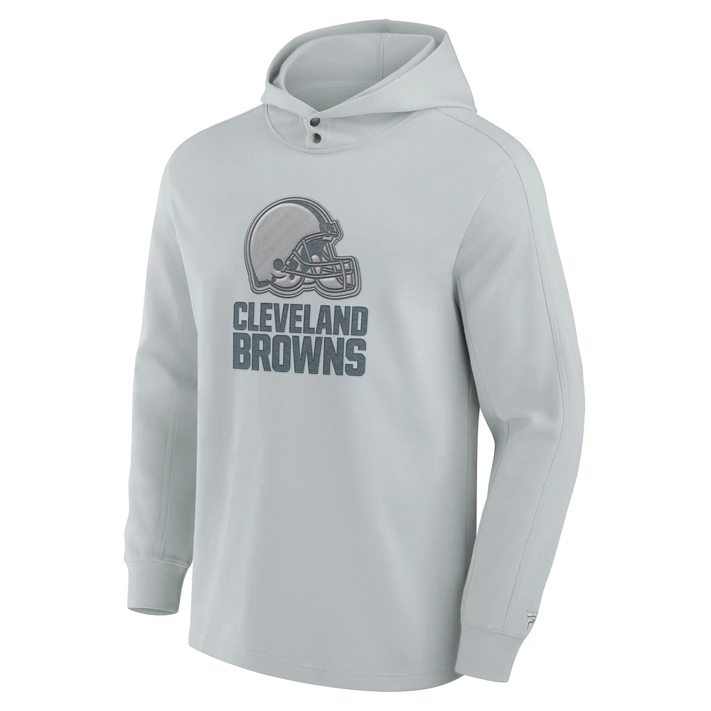 Men's Fanatics Gray Cleveland Browns Elements Blaze Tri-Blend Long Sleeve Hoodie T-Shirt