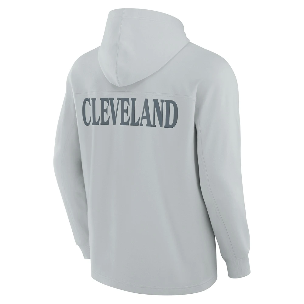 Men's Fanatics Gray Cleveland Browns Elements Blaze Tri-Blend Long Sleeve Hoodie T-Shirt