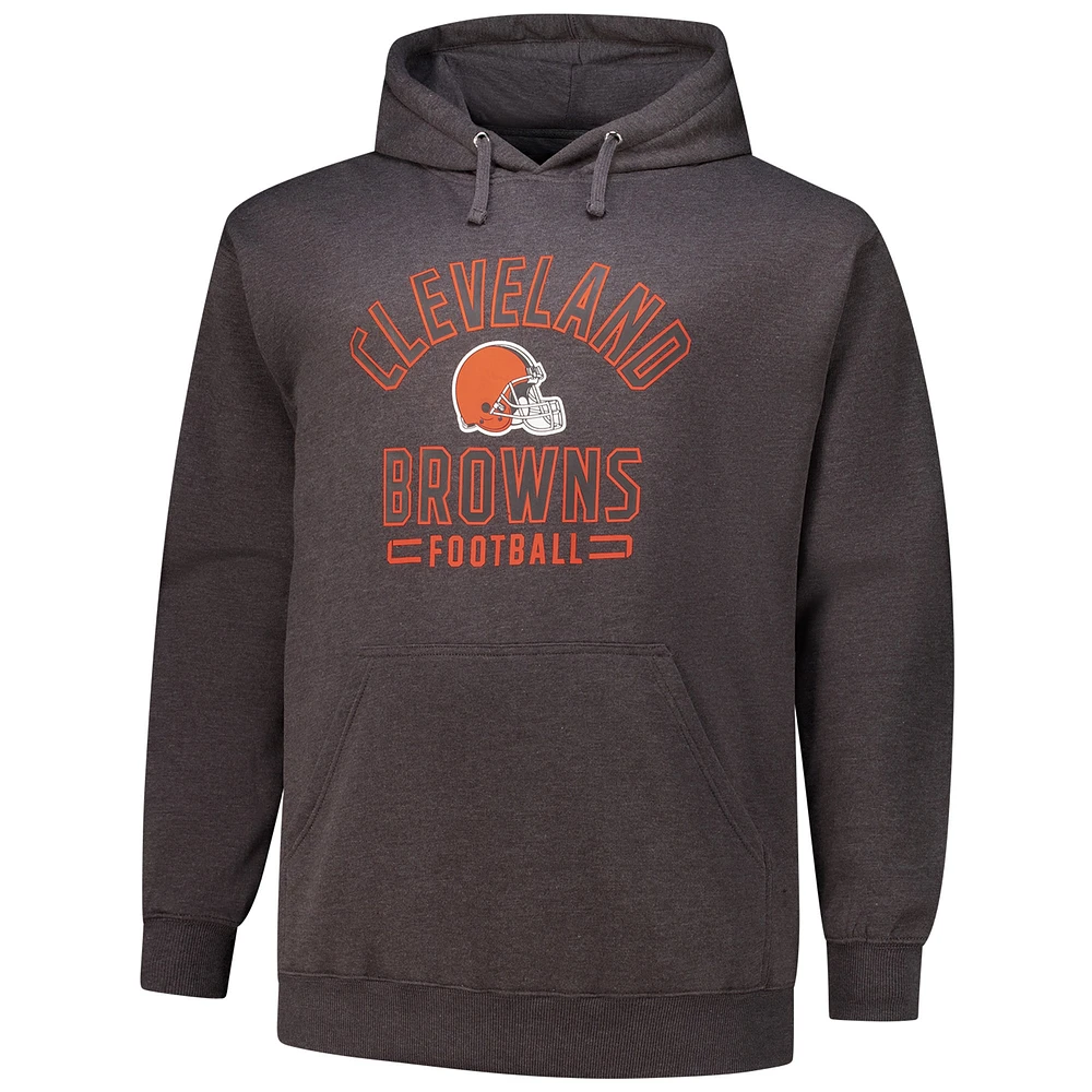 Men's Fanatics Heather Charcoal Cleveland Browns Big & Tall Pullover Hoodie
