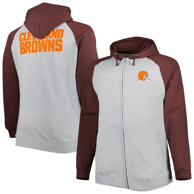 Veste à capuche raglan en polaire Big & Tall Cleveland Browns pour homme, gris chiné