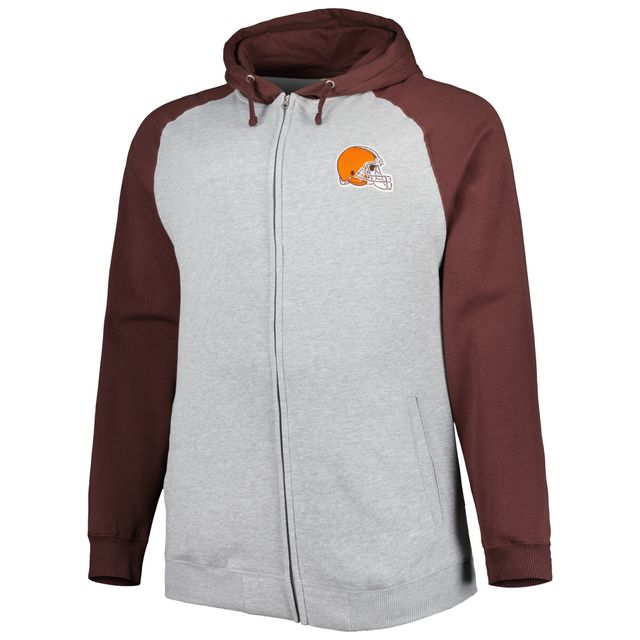 Veste à capuche raglan en polaire Big & Tall Cleveland Browns pour homme, gris chiné