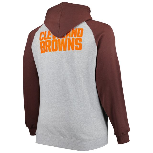 Veste à capuche raglan en polaire Big & Tall Cleveland Browns pour homme, gris chiné