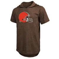 Men's Majestic Threads Nick Chubb Brown Cleveland Browns Player Name & Number Tri-Blend Slim Fit Hoodie T-Shirt