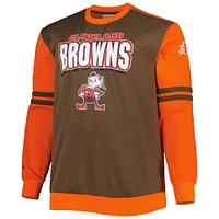 Men's Mitchell & Ness Brown/Orange Cleveland Browns Big Tall 1964 World Champions Pullover Sweatshirt